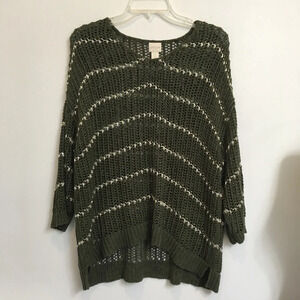 Chico’s Green Gold Knit Pullover Sweater Top size 2